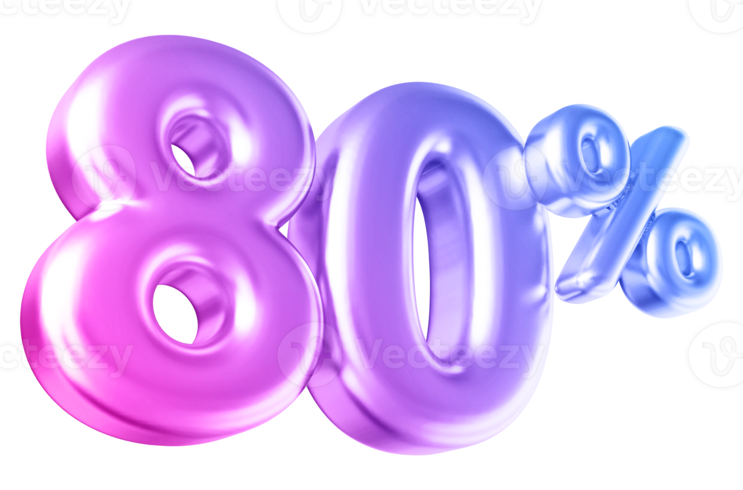 80 percentage off sale discount - 3d gradient number promotion png