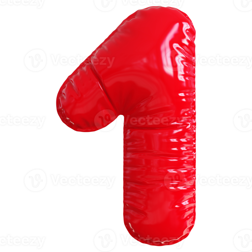 Bubble red number 1 png