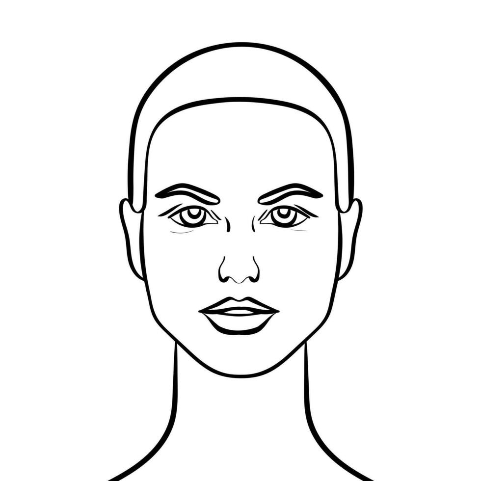 Abstract woman sketch portrait. Simple hand drawn female face. Vector illustration