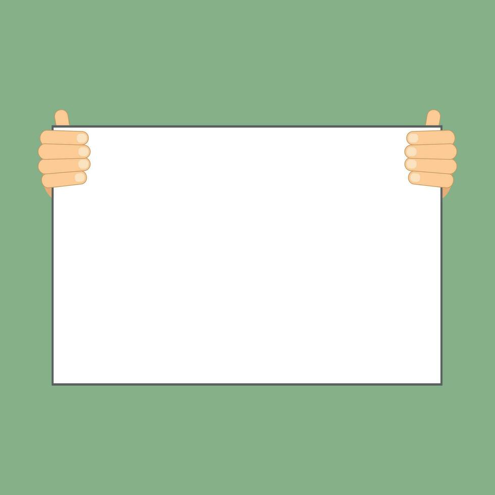Hands holding a blank banner. Simple banner with copy space. Vector illustration in a flat style
