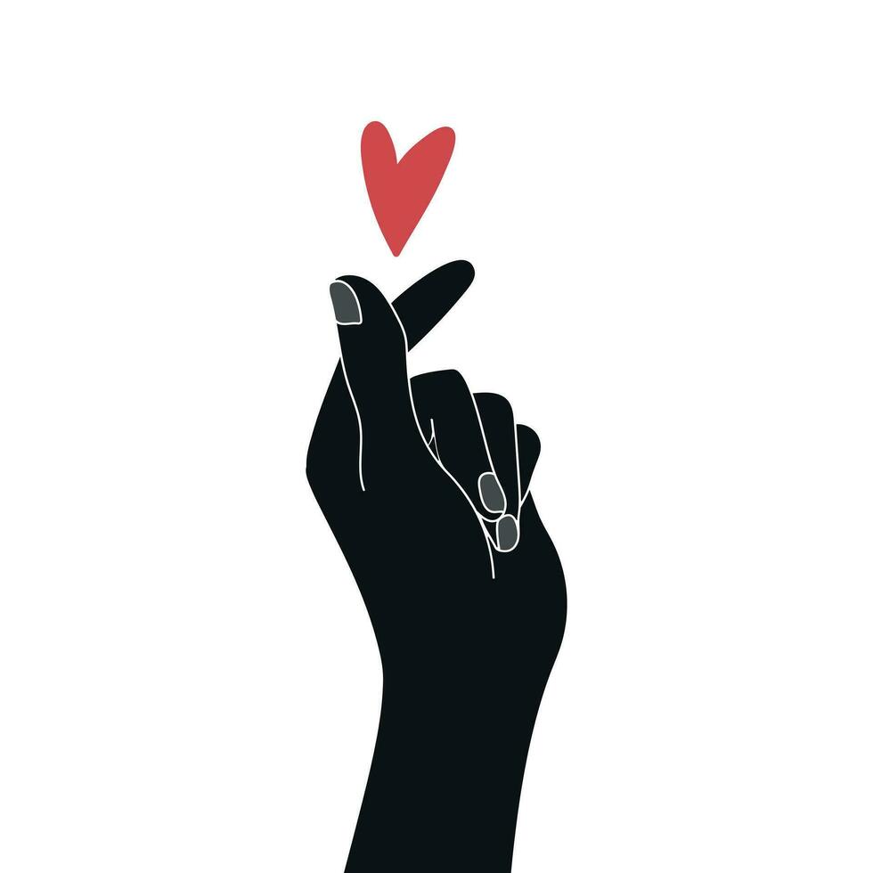 humano mano con firmar de amor y corazón. gesto ese medio dando amor o compasión. vector ilustración