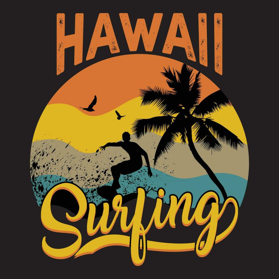 Hawai surf, surf diseño vector