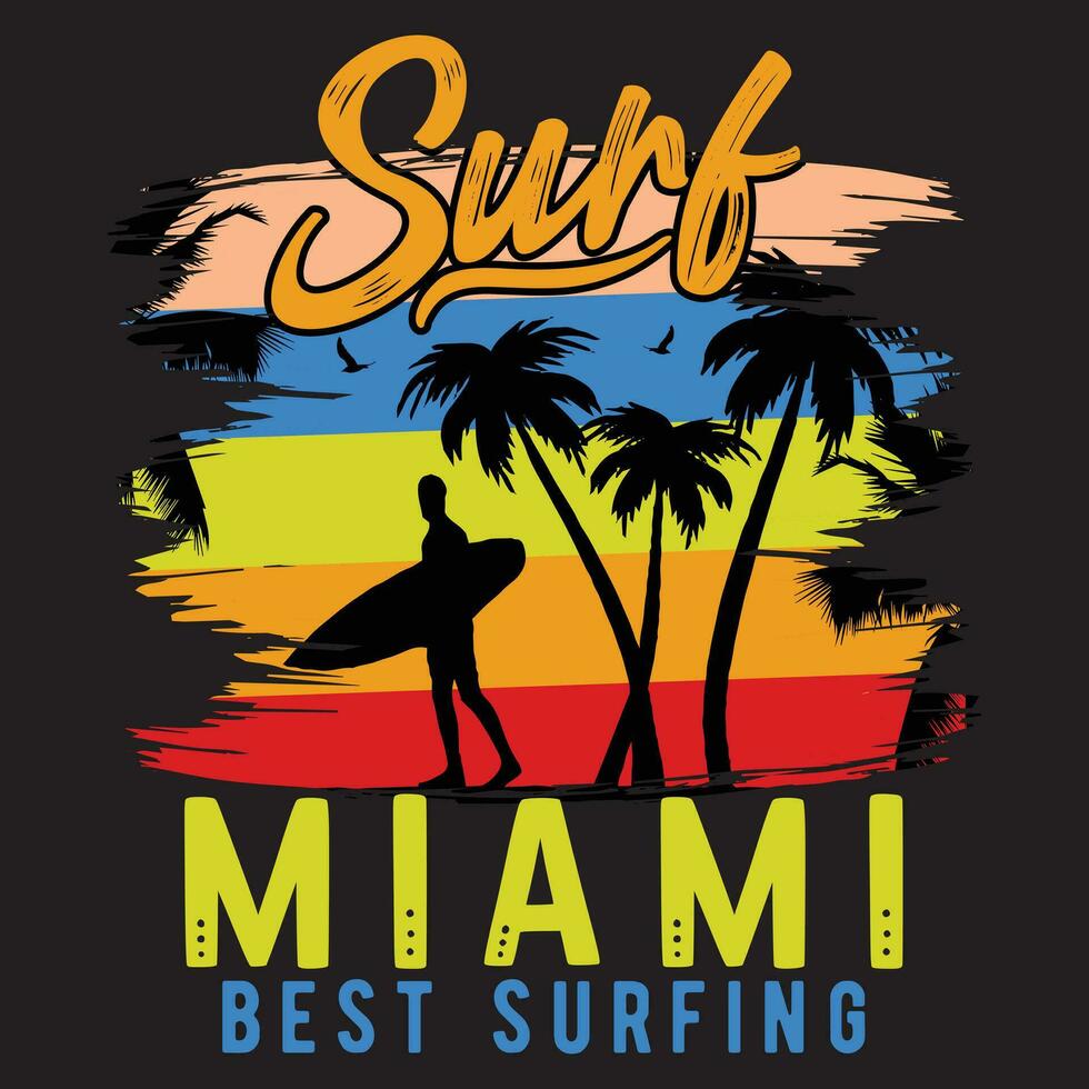 navegar Miami mejor surf, surf diseño, surf vector
