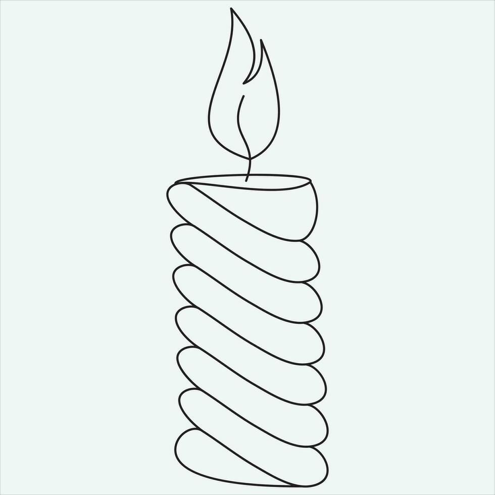 One line drawing candle vector illustration art