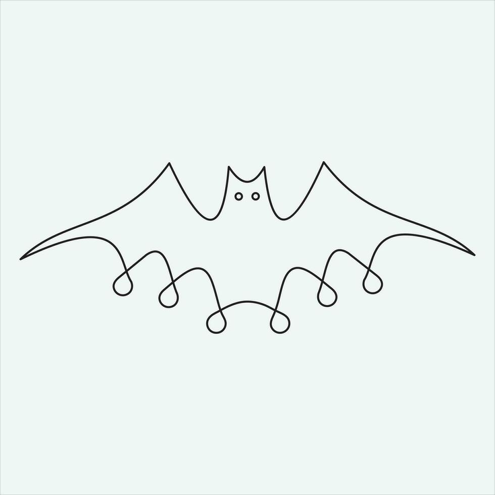 One line drawing bat art vector illustration