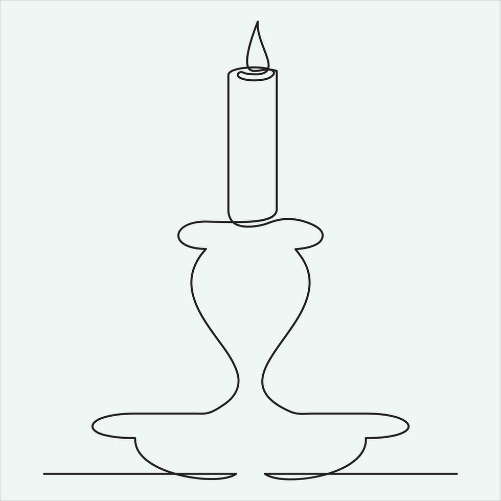 Continuous line hand drawing vector illustration candle