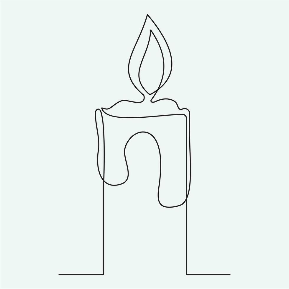 Continuous line hand drawing vector illustration candle