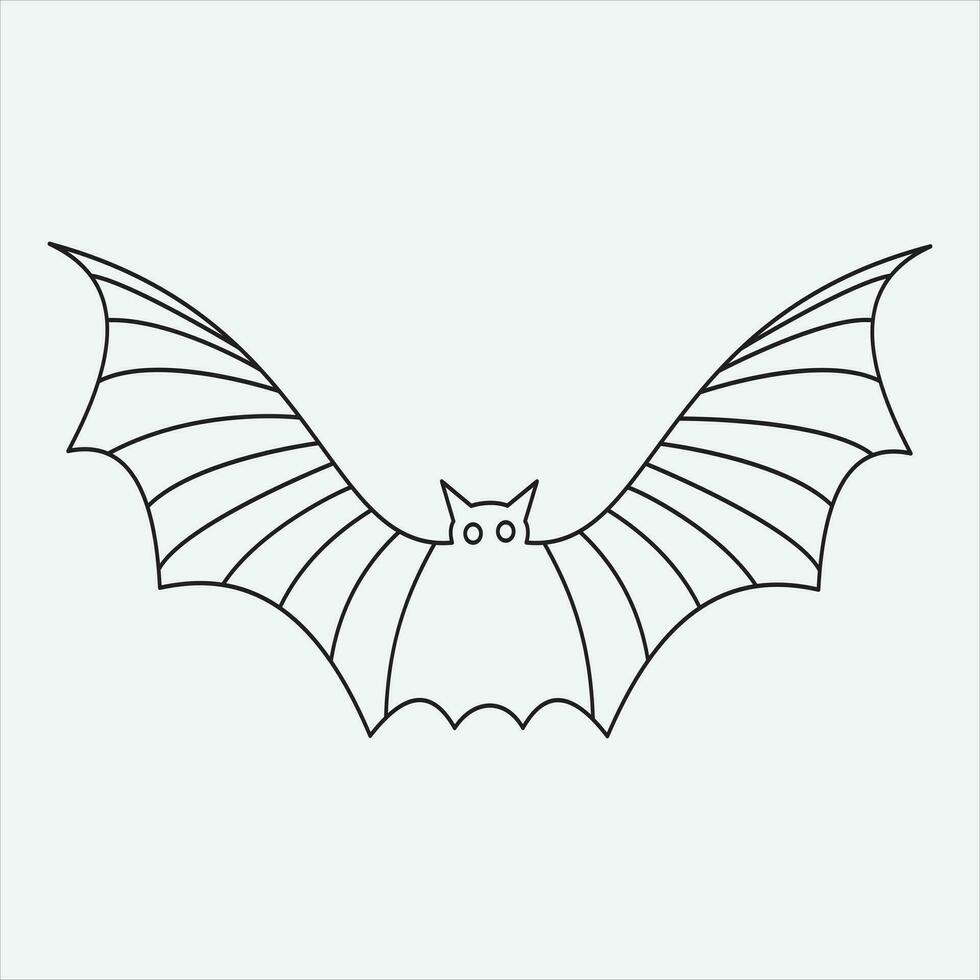 One line drawing bat art vector illustration