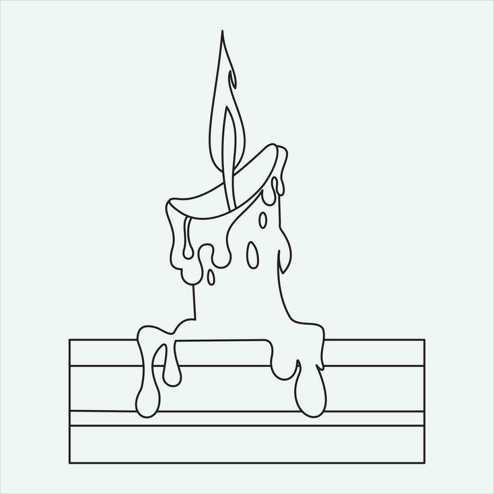 One line drawing candle vector illustration art