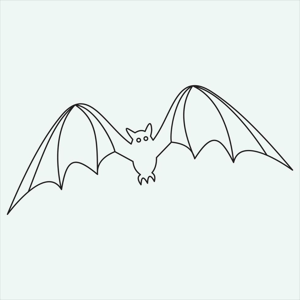 One line drawing bat art vector illustration