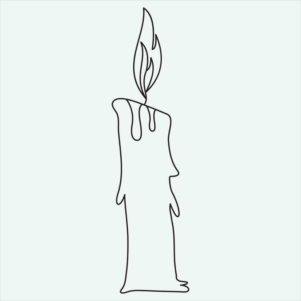 One line drawing candle vector illustration art