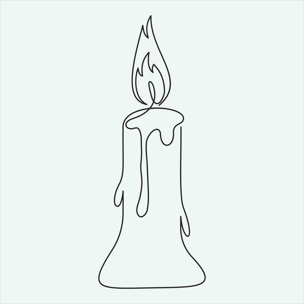 Continuous line hand drawing vector illustration candle