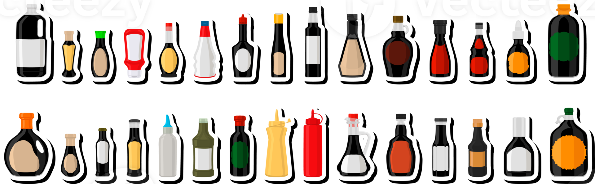 Illustration on theme big kit varied glass bottles filled liquid balsamic vinegar png