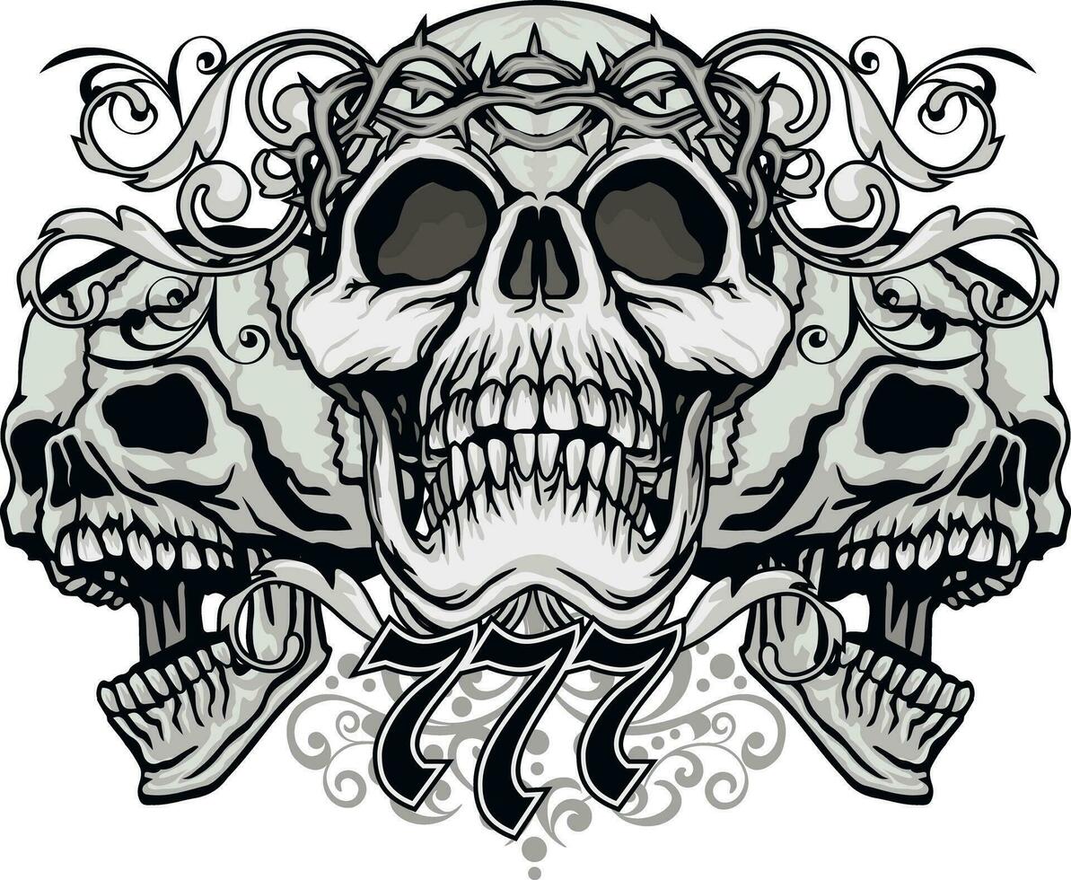 Signo gótico con calavera, camisetas de diseño vintage grunge vector