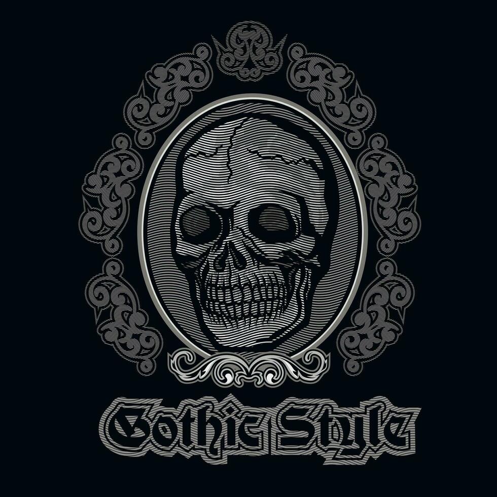 Gothic sign with skull, grunge vintage design t shirts vector