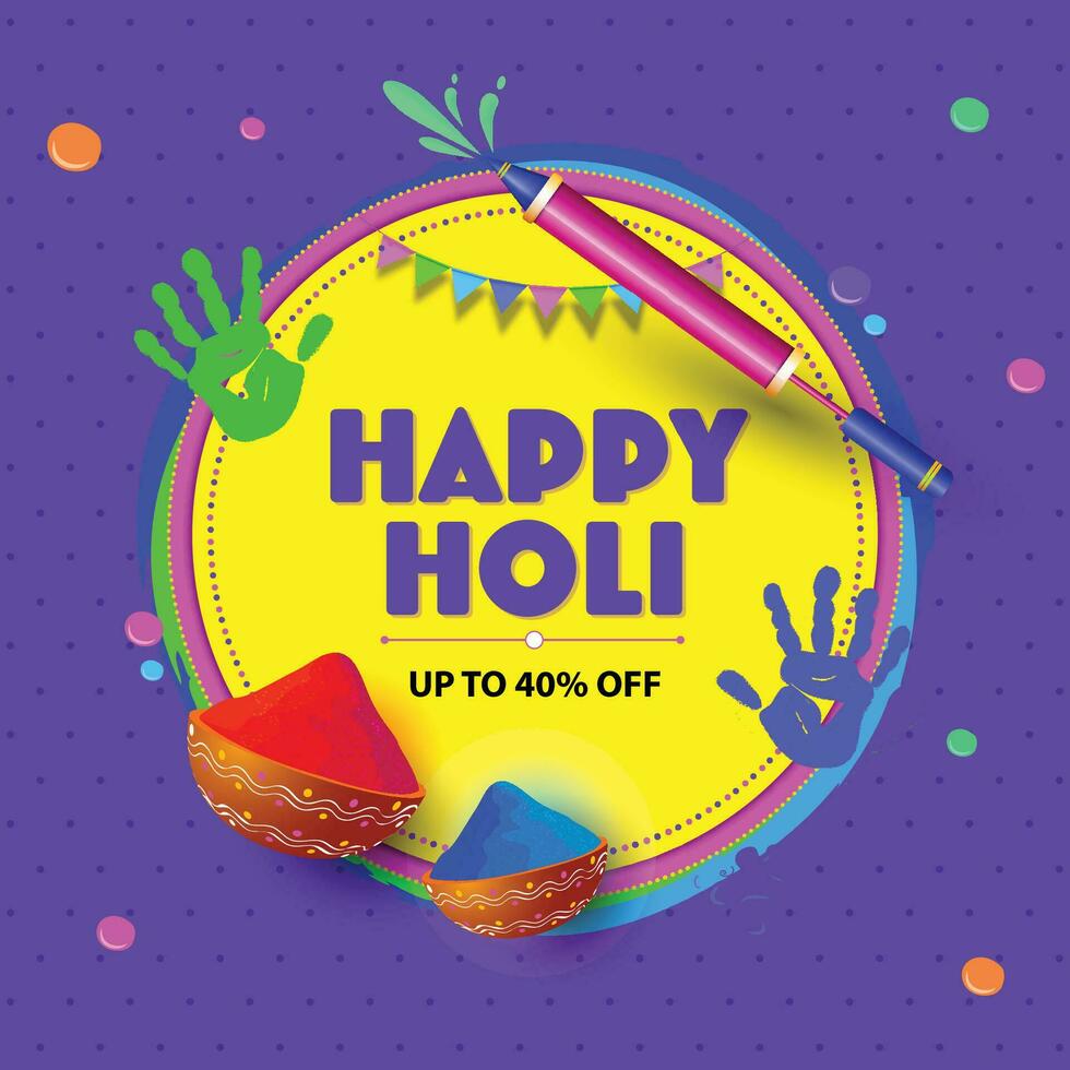 illustration of colorful Happy Holi sale background for Festival of Colors celebration greetings vector