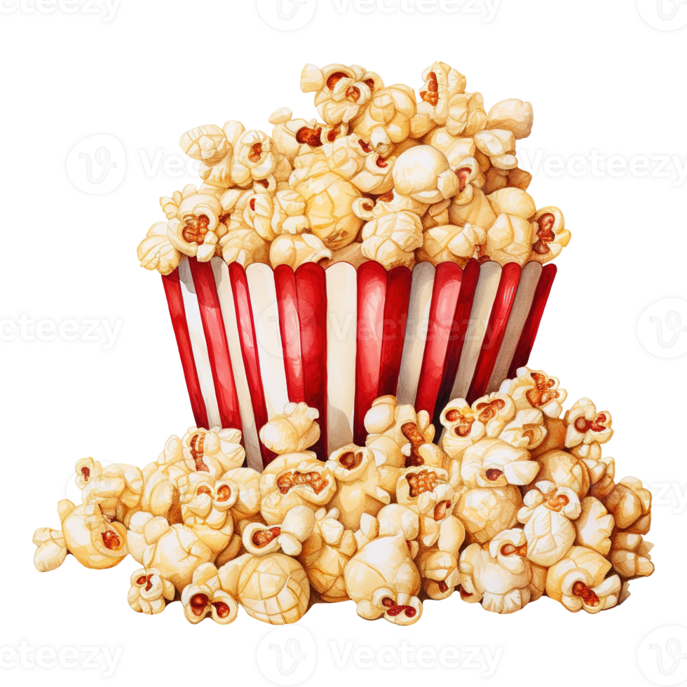 AI generated Popcorn bucket with red popcorn. AI generated image png