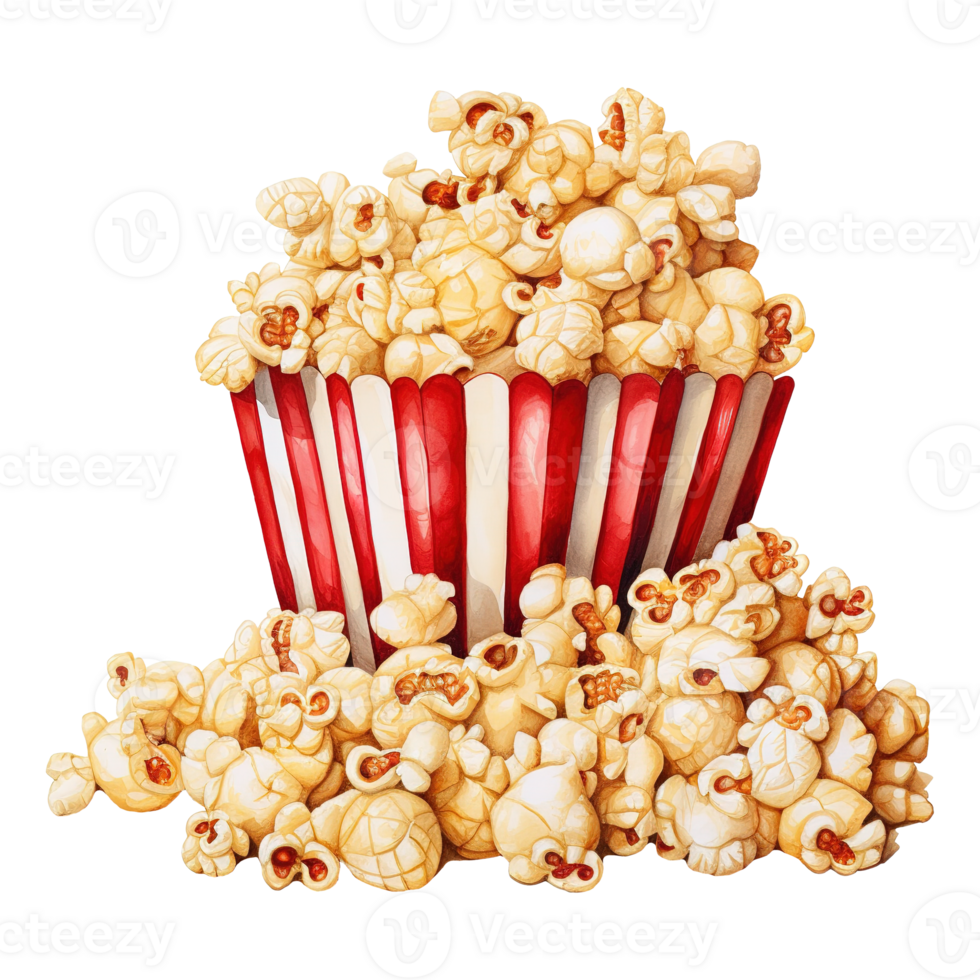 AI generated Popcorn bucket with red popcorn. AI generated image