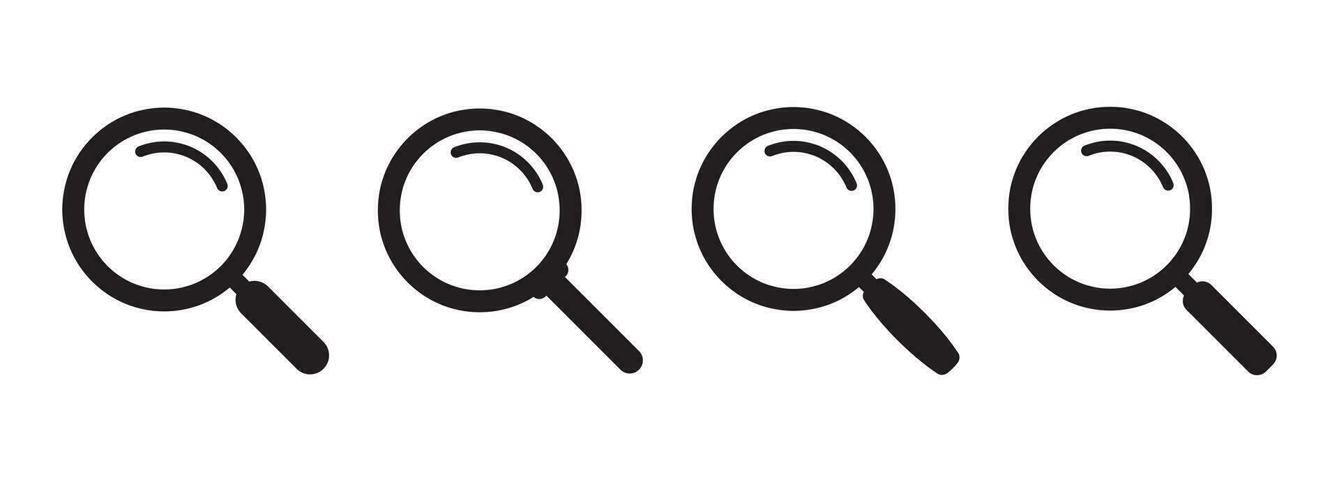 Magnifying glass icon, vector magnifier or loupe sign. Web search icon.