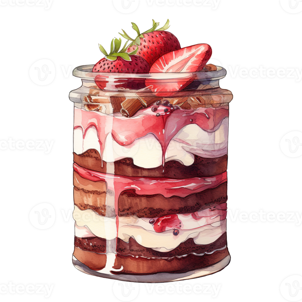 AI generated Watercolor painting of a dessert in a jar. AI generated image png