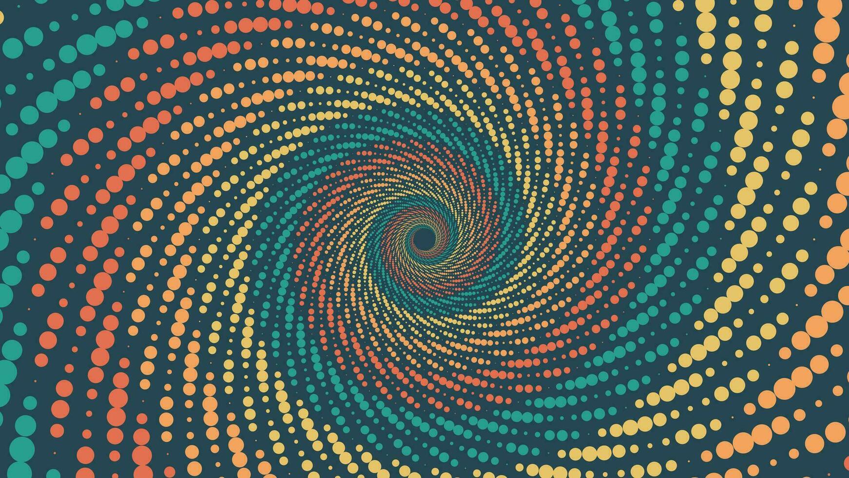 Abstract spiral dotted spinning round vortex background. vector