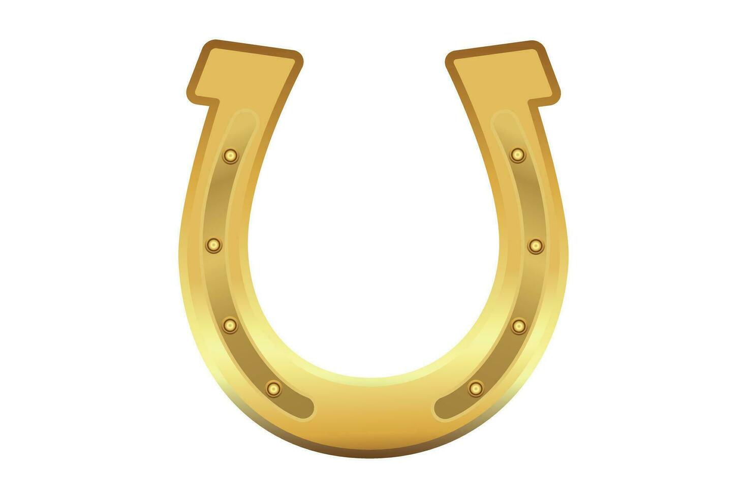 Golden horseshoe for good luck. Vector design. Good luck symbol isolated on white background.