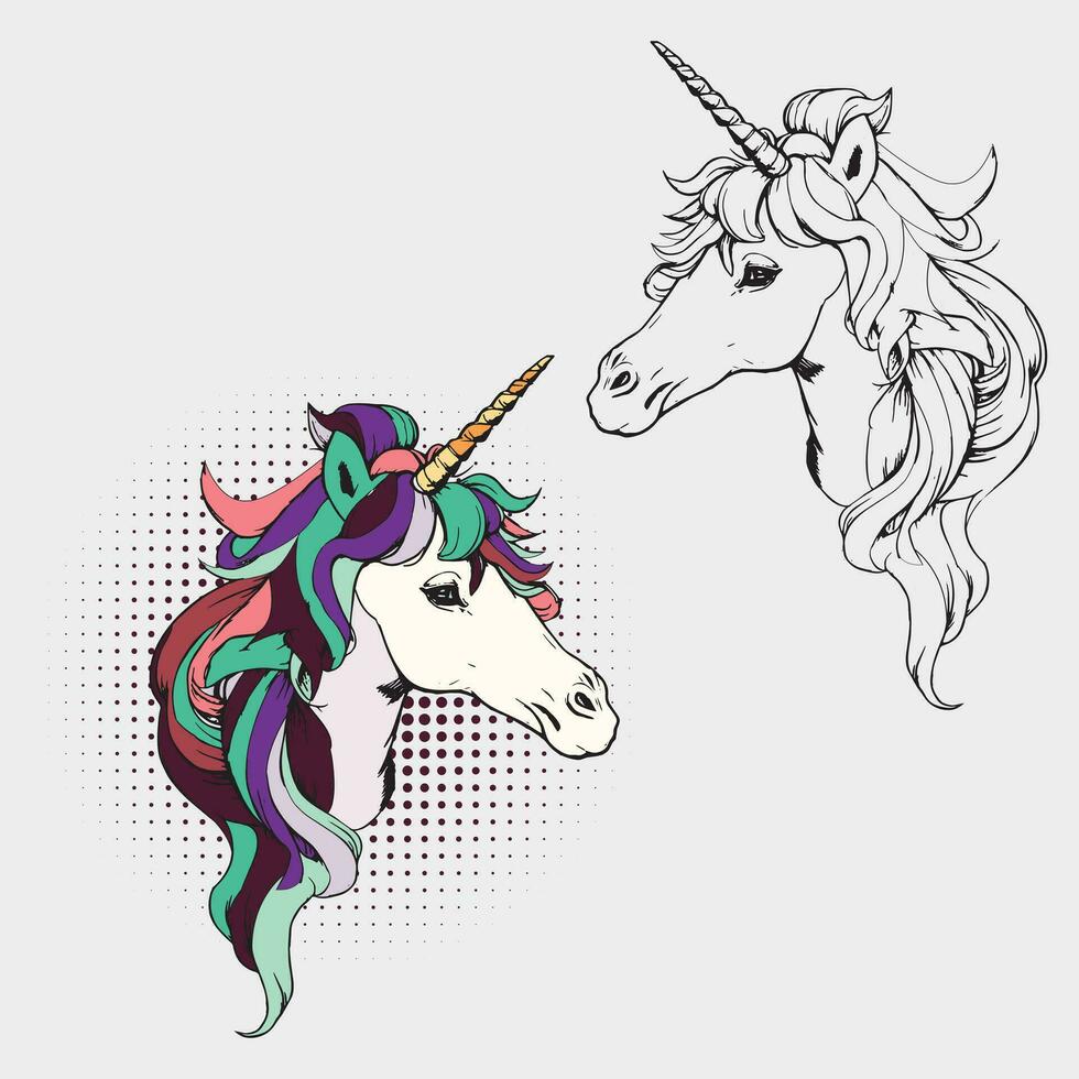 mágico linda unicornio, vector ilustración de un unicornio cabeza.