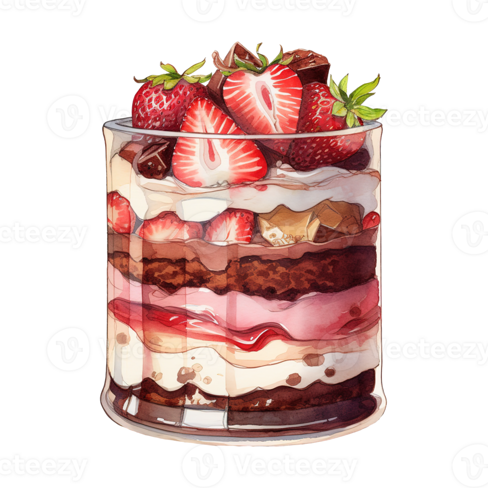 AI generated Watercolor painting of a dessert in a jar. AI generated image png