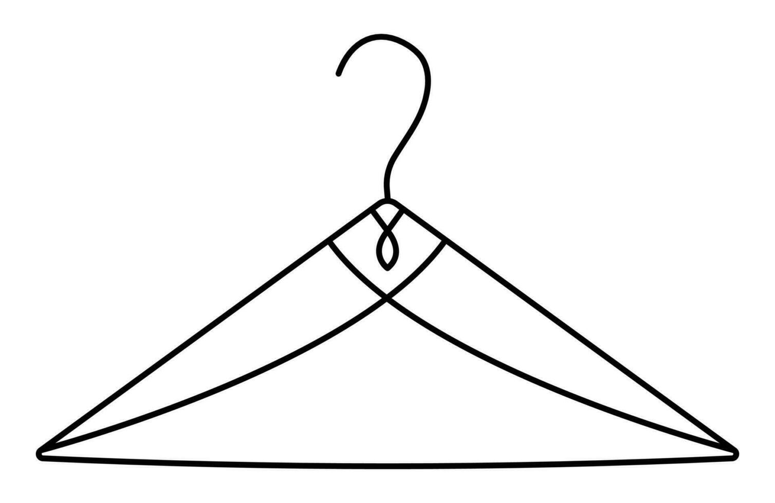 Single coat rack sign, elegant black line clothes hanger symbol, refined pictogram of female clothes rack. Editable stroke, pixel perfect vector icon