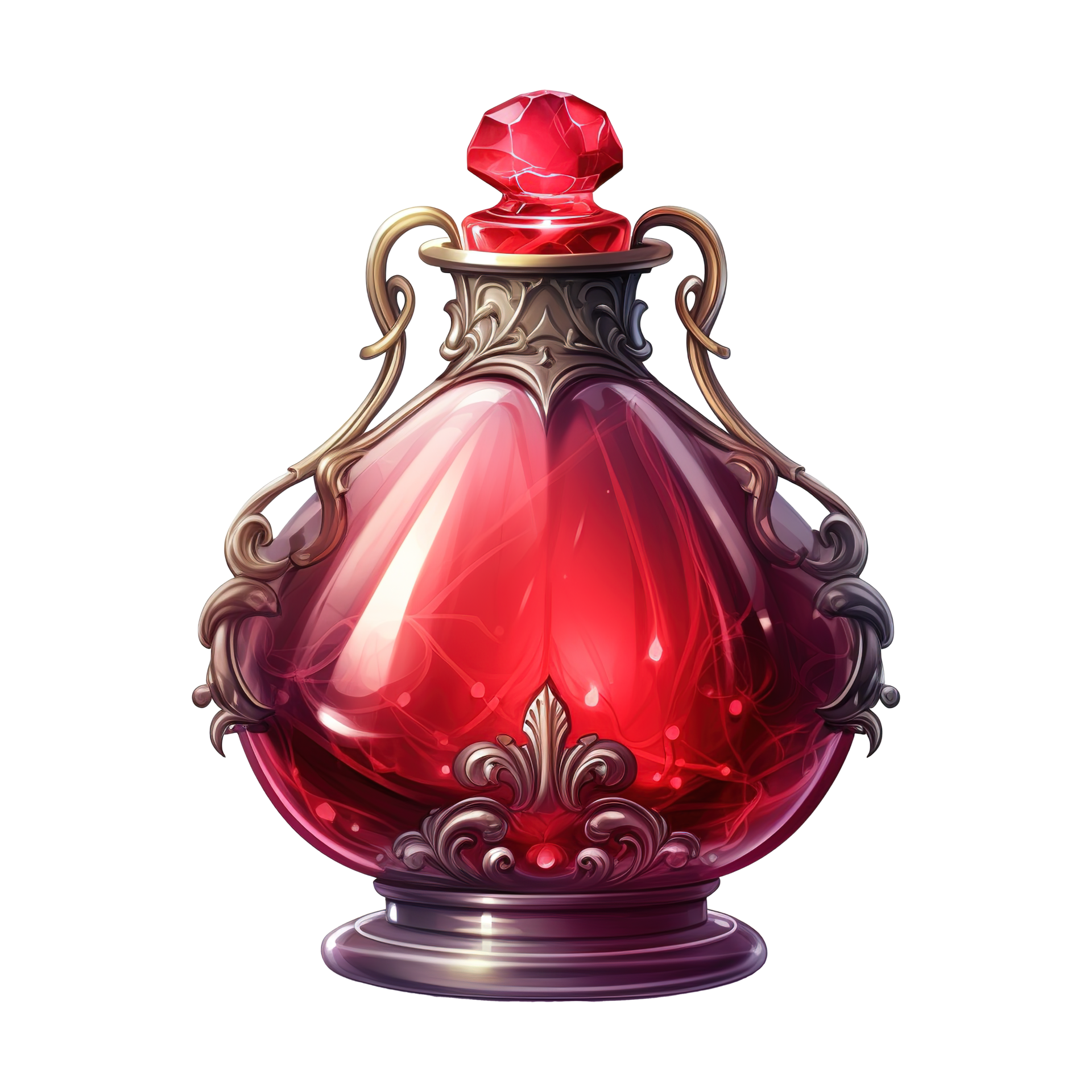AI generated Red glass bottle with a red top. AI generated image