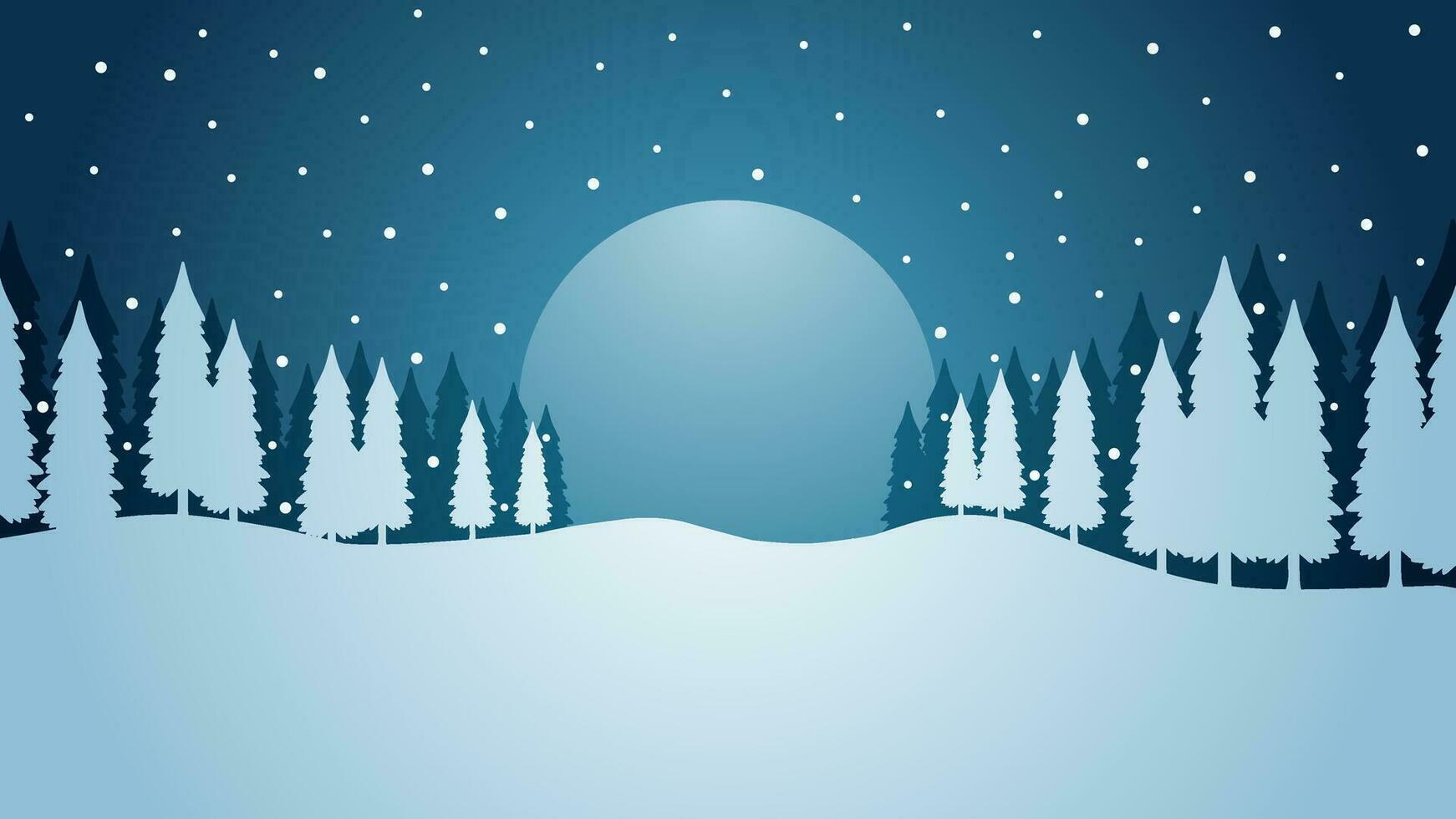 invierno pino bosque paisaje vector ilustración. silueta de nieve cubierto conífero en el noche. Nevado pino bosque paisaje para fondo, fondo de pantalla o Navidad