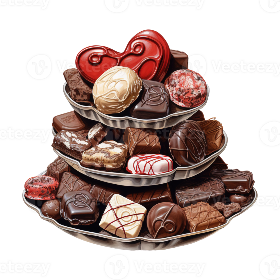 AI generated Cake tower with chocolates and candies. AI generated image png