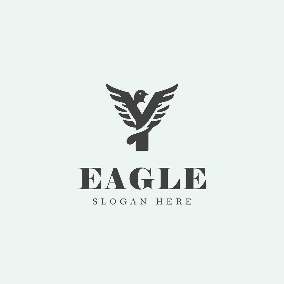 letter Y logo design in the shape of a bird, in monochrome style, black and white. vector