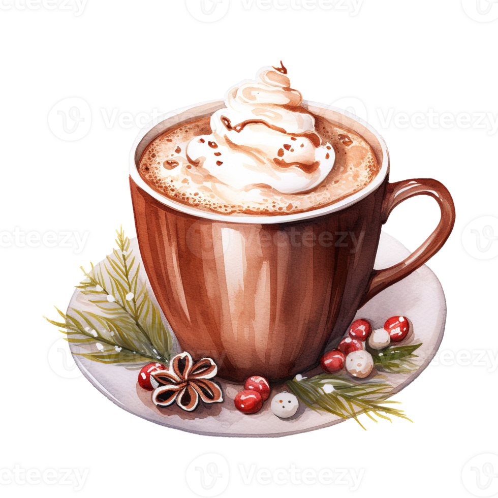 AI generated cup of hot chocolate with whipped cream. AI generated image png