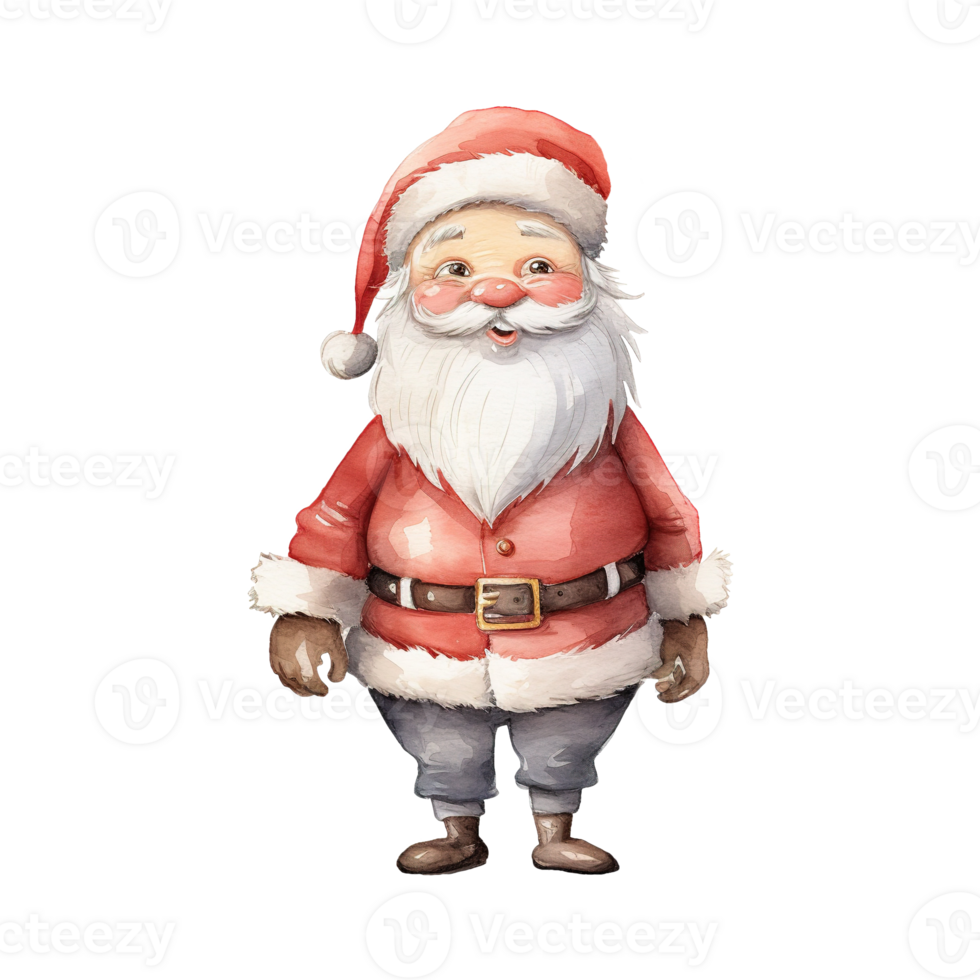 AI generated santa claus standing with a red hat. AI generated image png