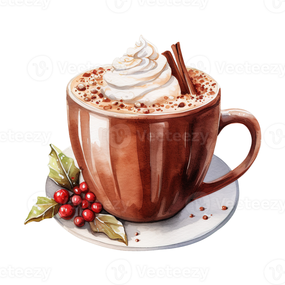 AI generated cup of hot chocolate with whipped cream. AI generated image png