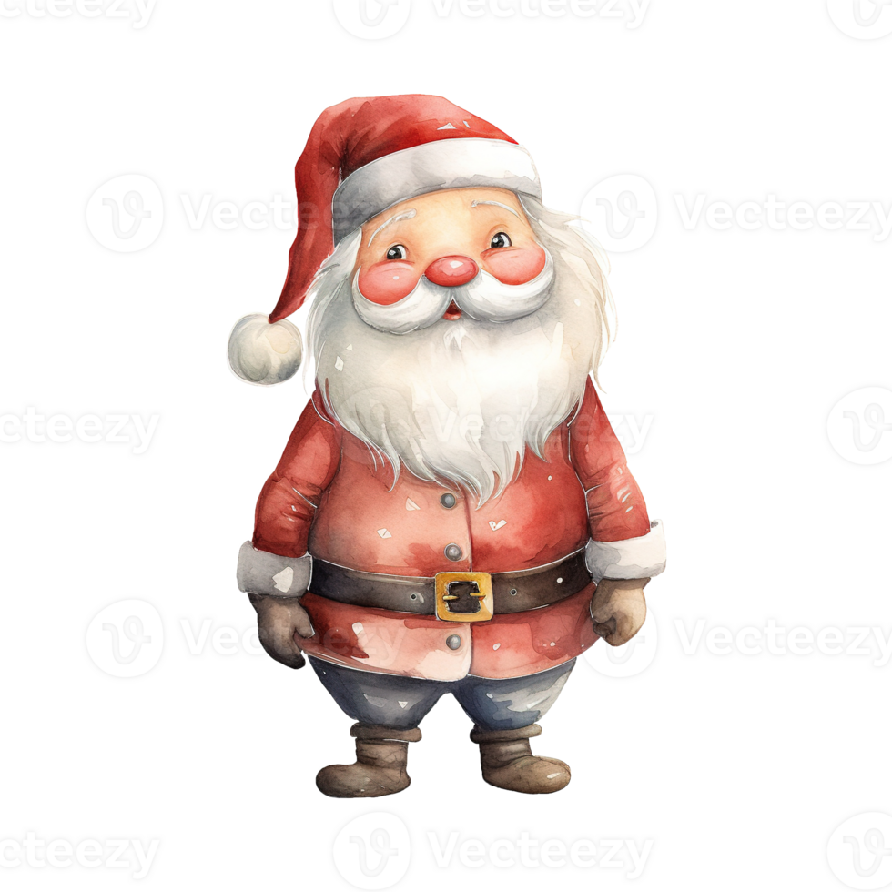 AI generated santa claus standing with a red hat. AI generated image png