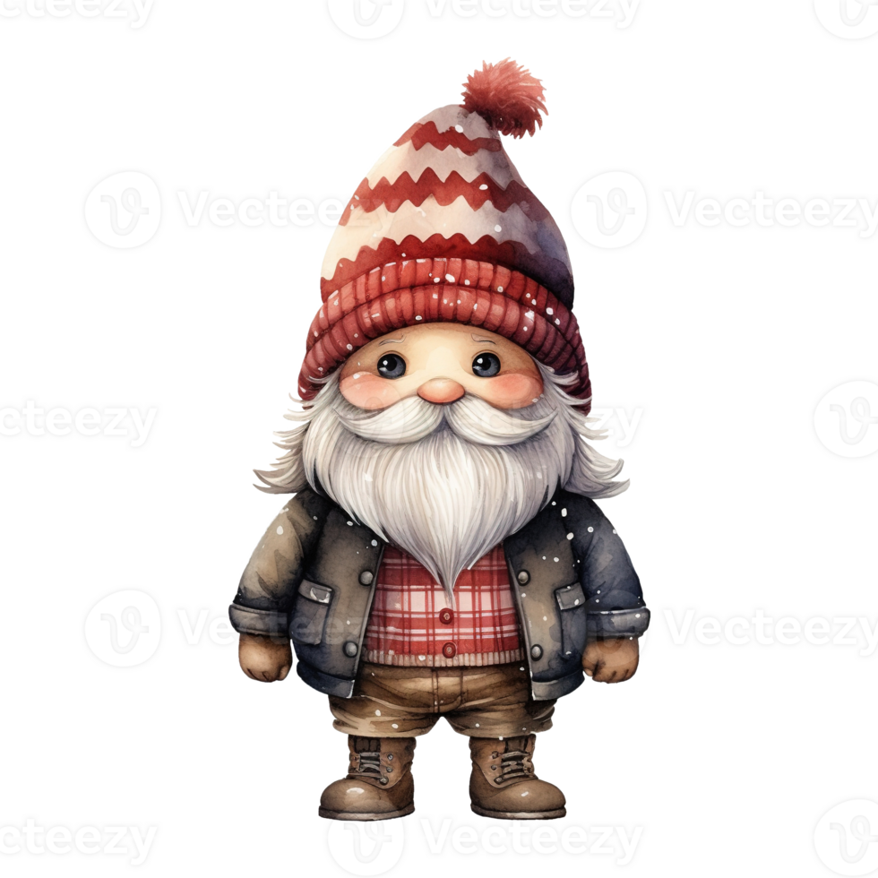AI generated gnome with a cute red hat and sweater. AI generated image png