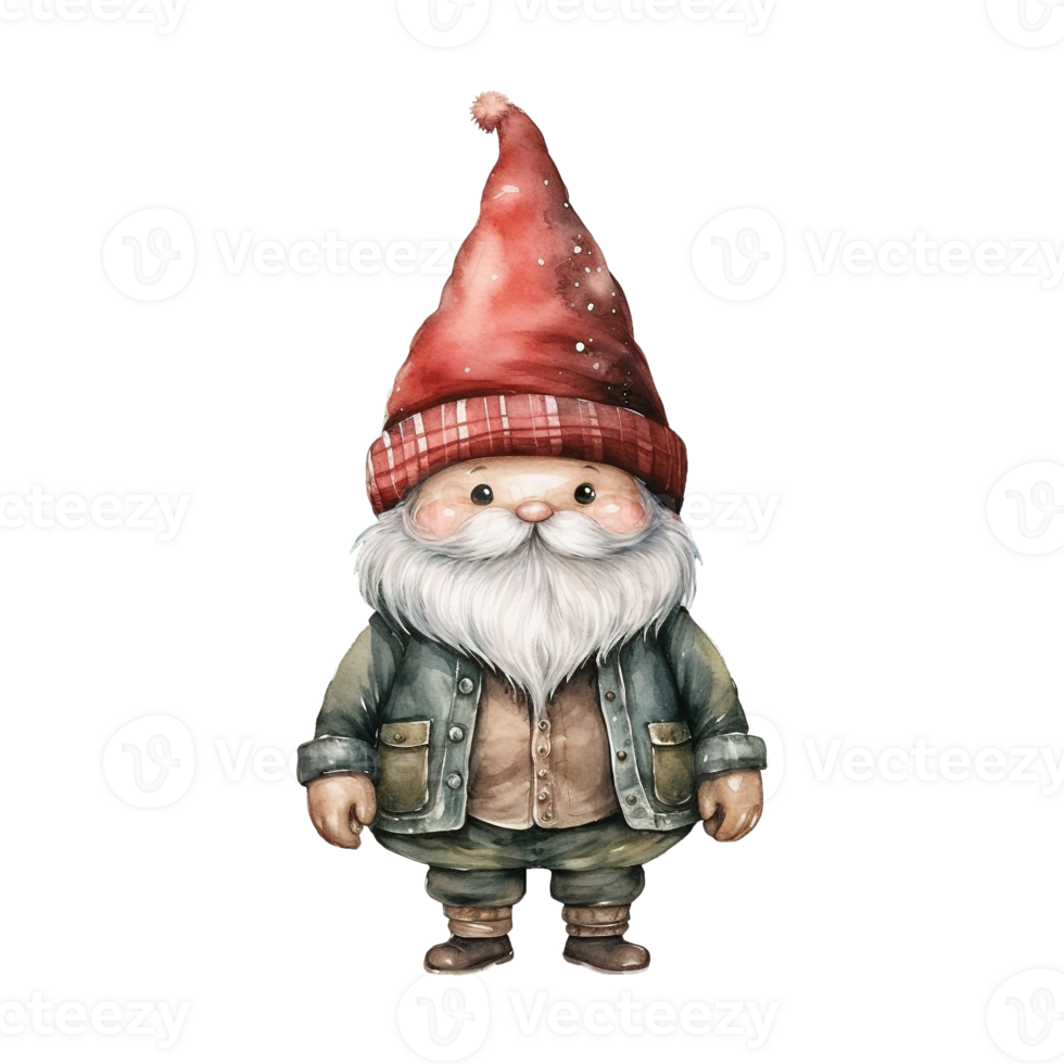AI generated gnome with a cute red hat and sweater. AI generated image png