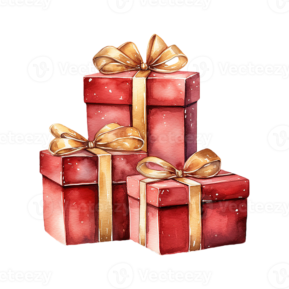 AI generated red boxes with gold bows. AI generated image png