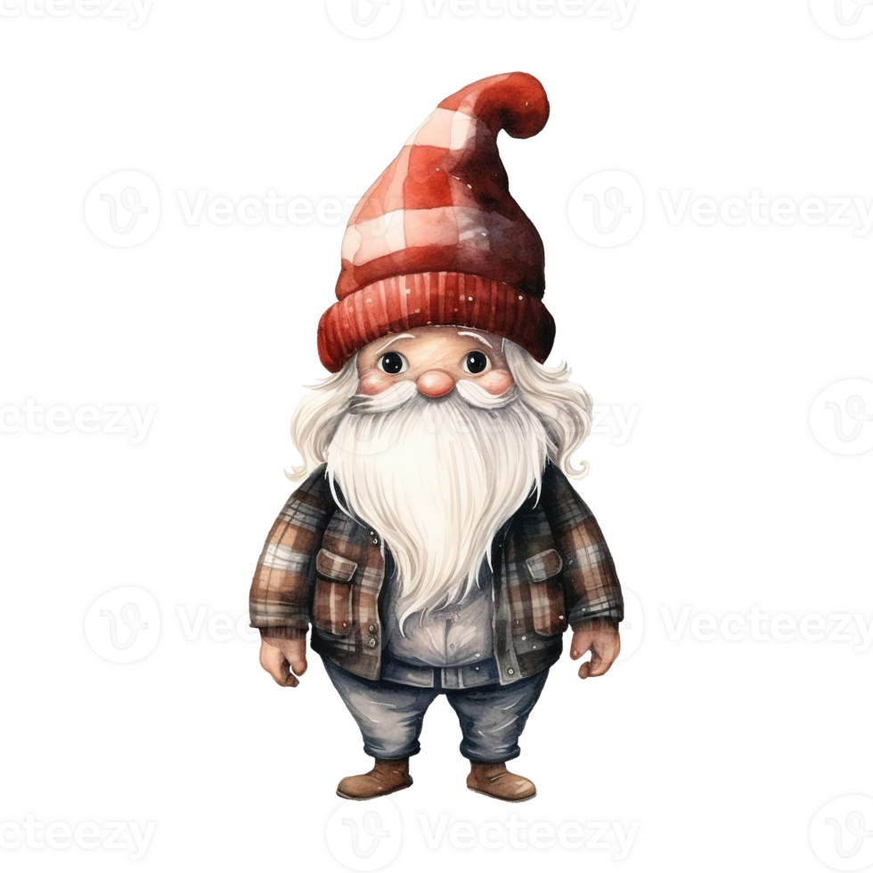 AI generated gnome with a cute red hat and sweater. AI generated image png