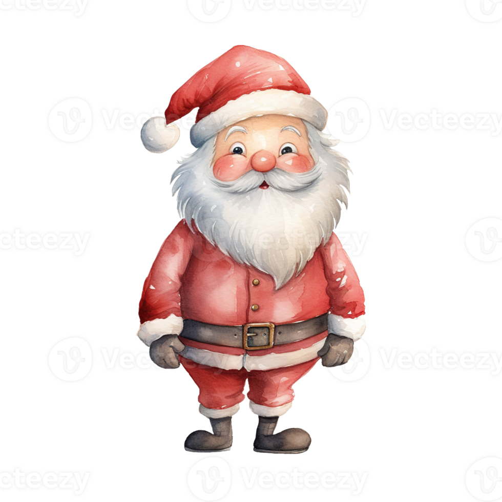 AI generated santa claus standing with a red hat. AI generated image png