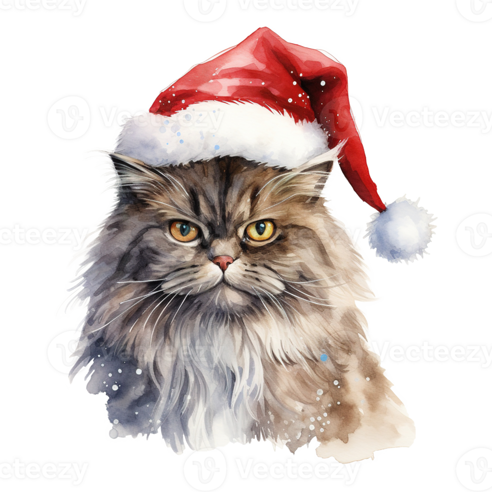 AI generated Persian Cat Wearing a Santa Hat. AI generated image png