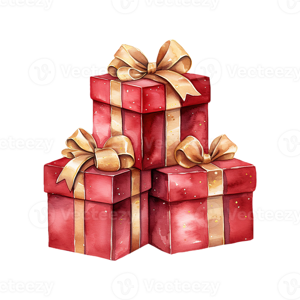 AI generated red boxes with gold bows. AI generated image png