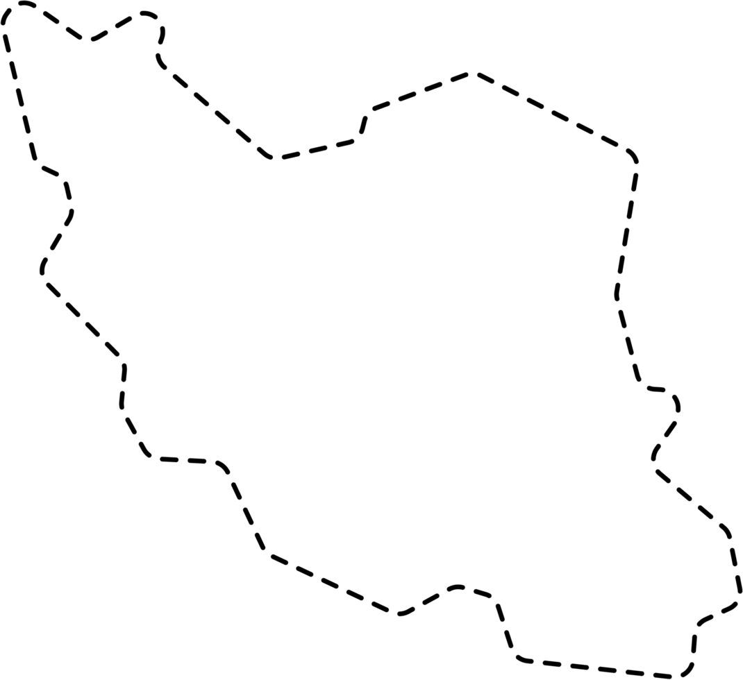 dash line drawing of iran map. png