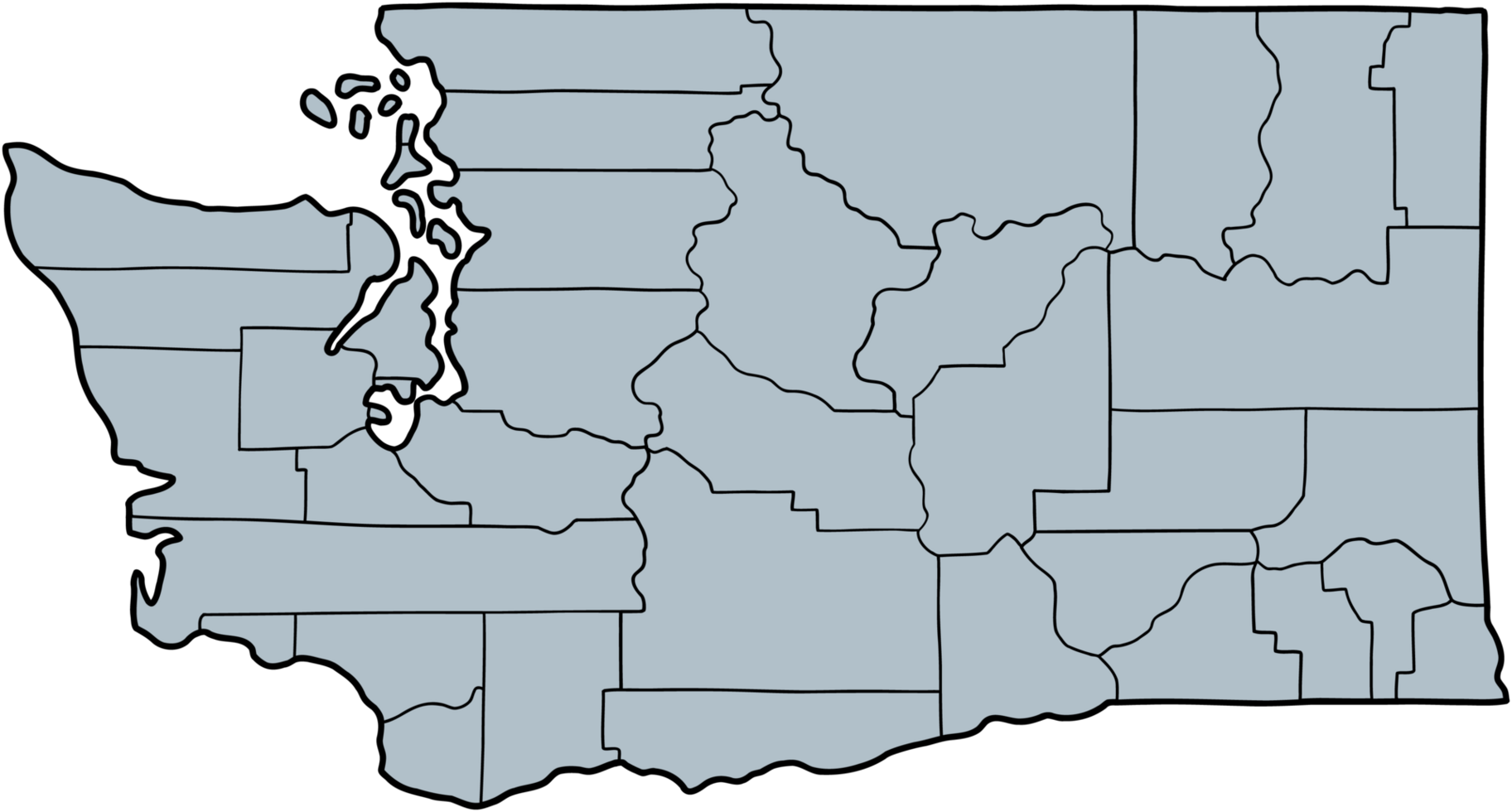 doodle freehand drawing of washington state map. png