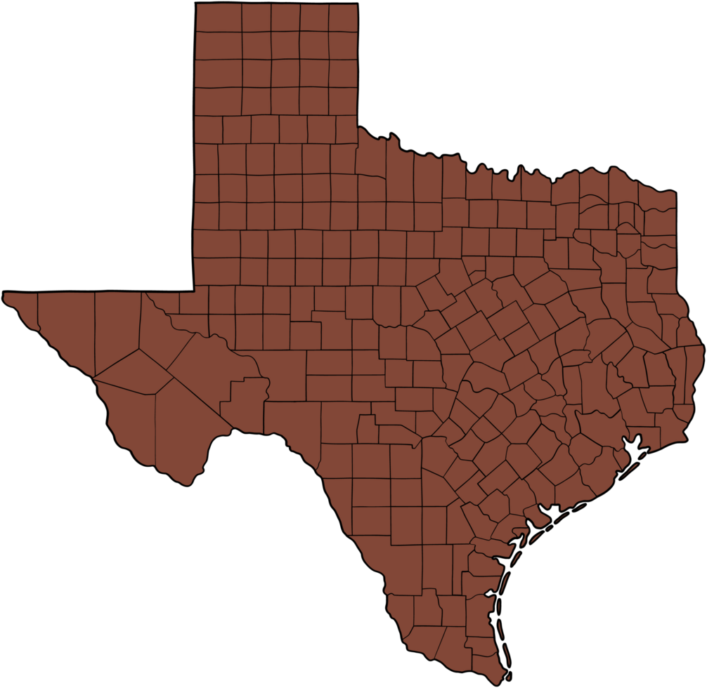 doodle freehand drawing of texas state map. png