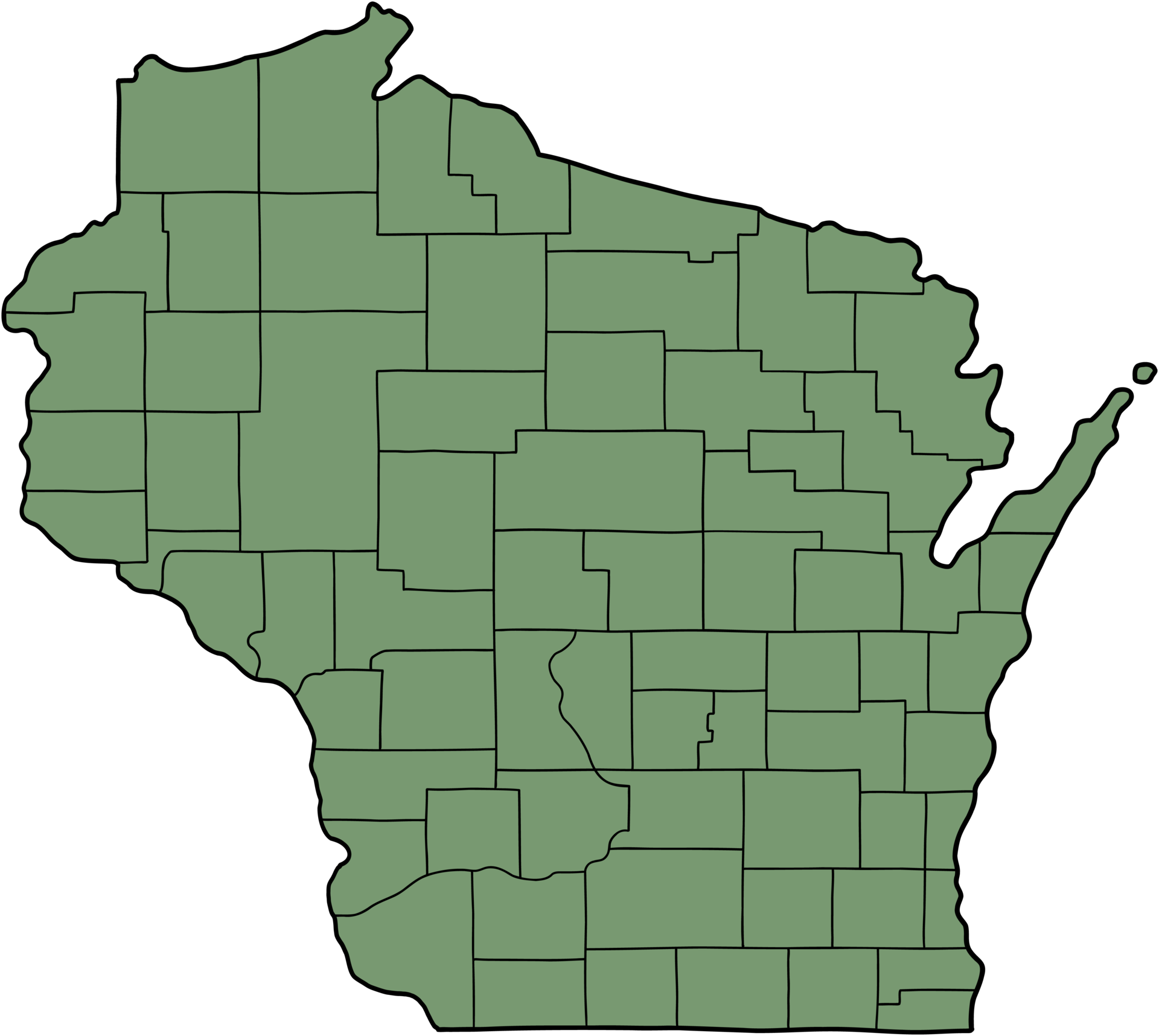 Doodle freehand drawing of wisconsin state map 36283176 png