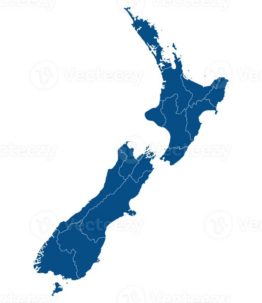 nuevo Zelanda mapa. mapa de nuevo Zelanda en administrativo provincias en azul color png
