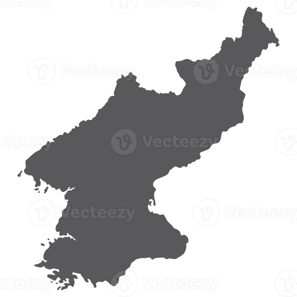 North Korea map. Map of North Korea in grey color png